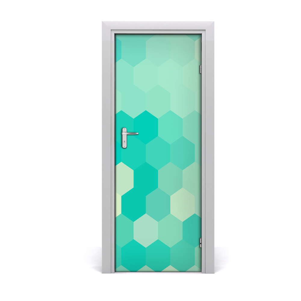 Sticker de porte Hexagones verts