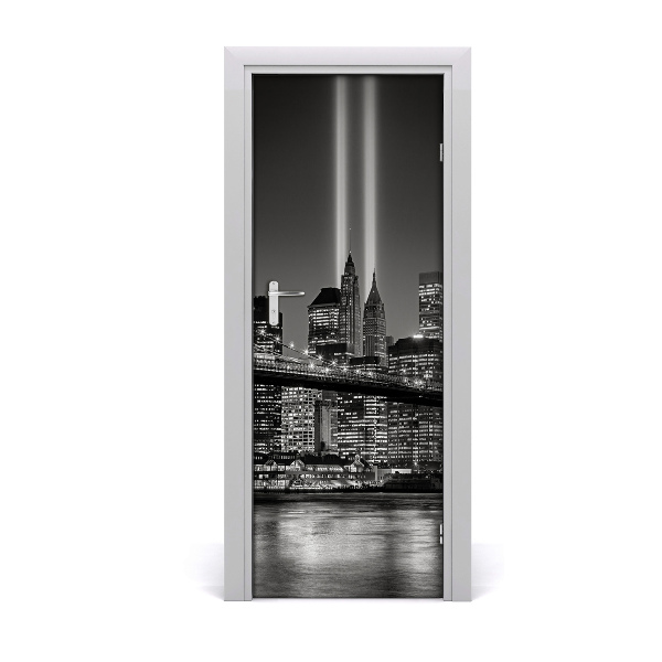 Sticker porte Manhattan New York noir et blanc