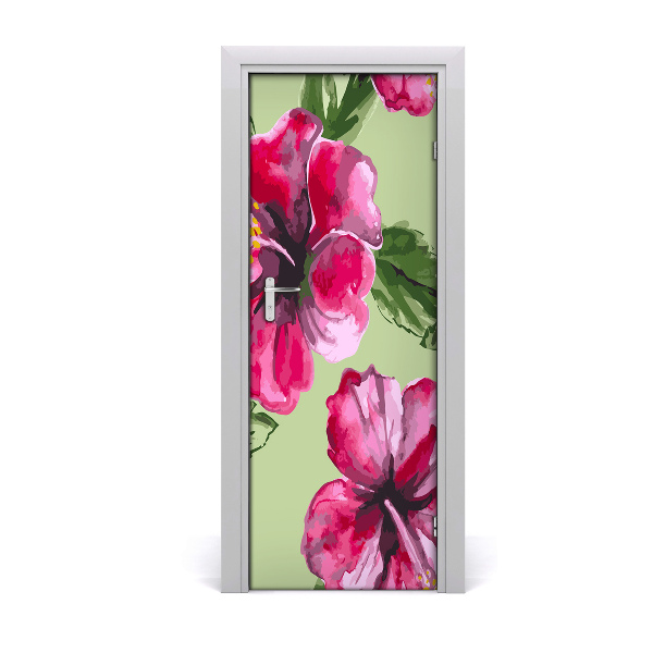 Sticker de porte Fleurs hawaïennes