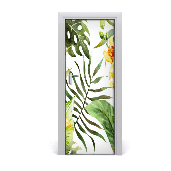 Sticker porte Fleurs tropicales