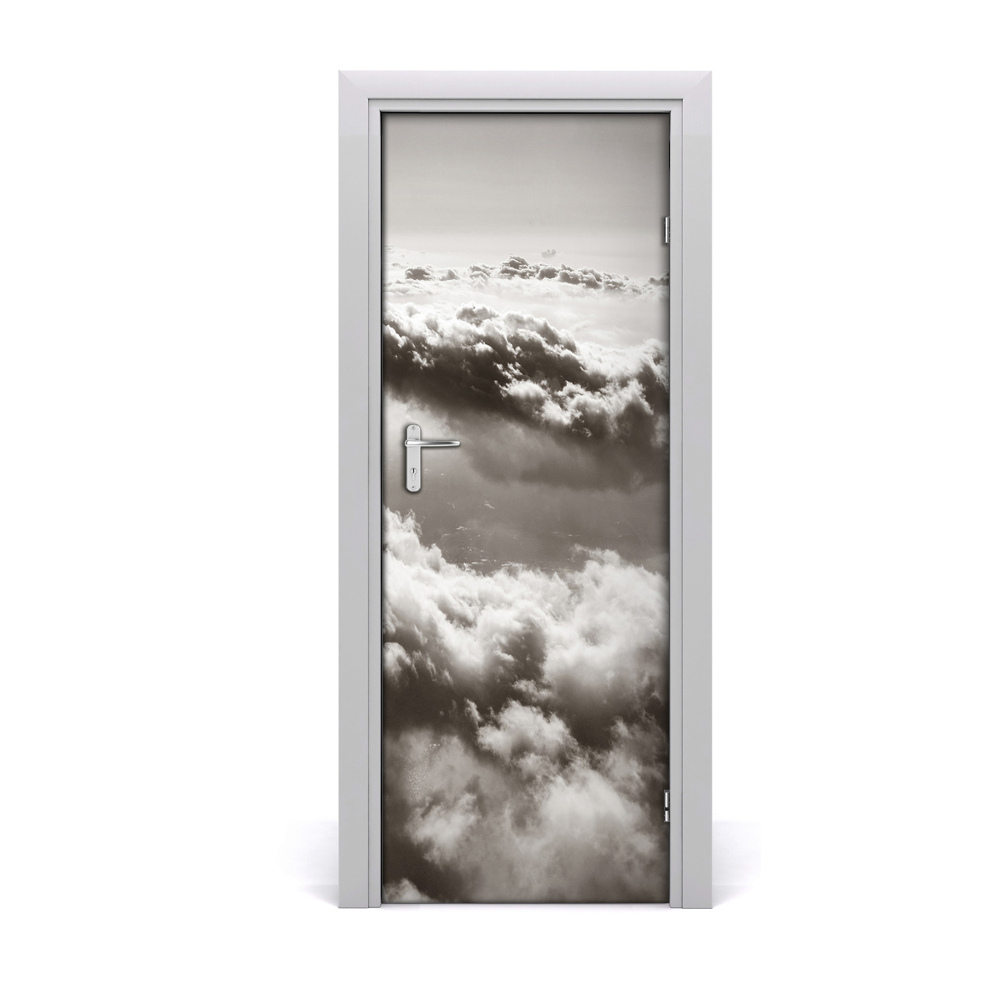Décoration porte intérieur Vol au-dessus des nuages gris