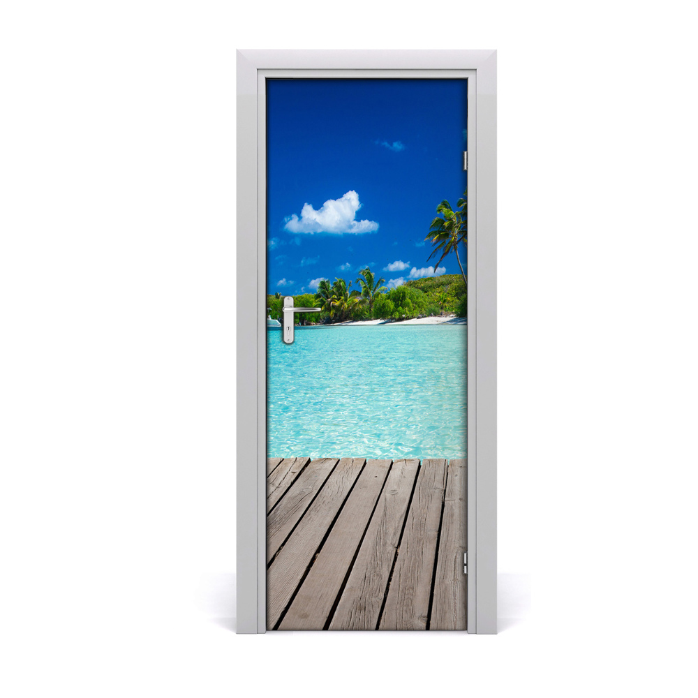 Autocollant porte Jetée et plage tropicale