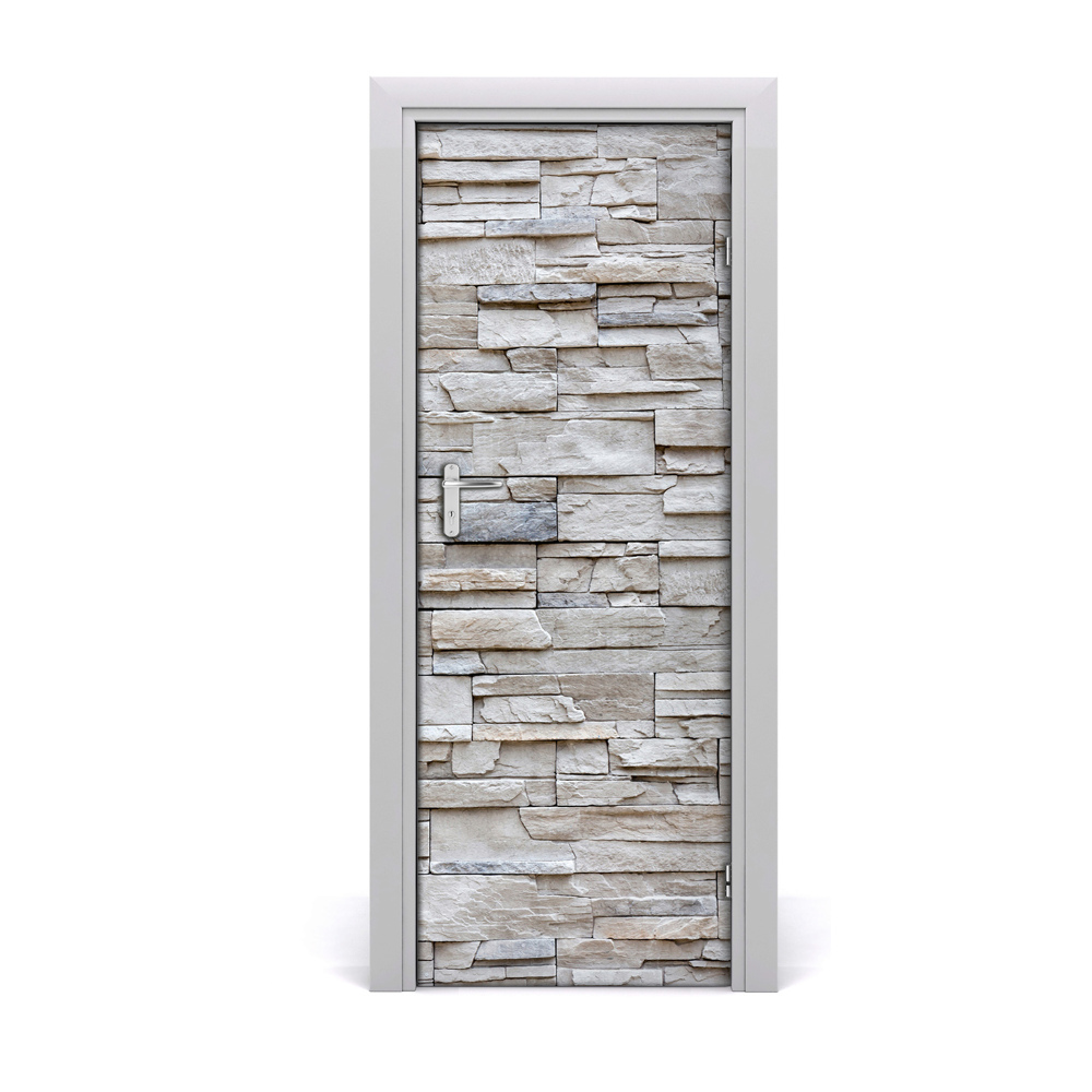 Décoration porte intérieur Mur de pierres grises