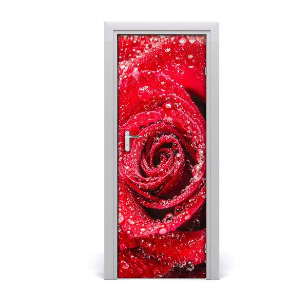 Autocollant porte Rose rouge