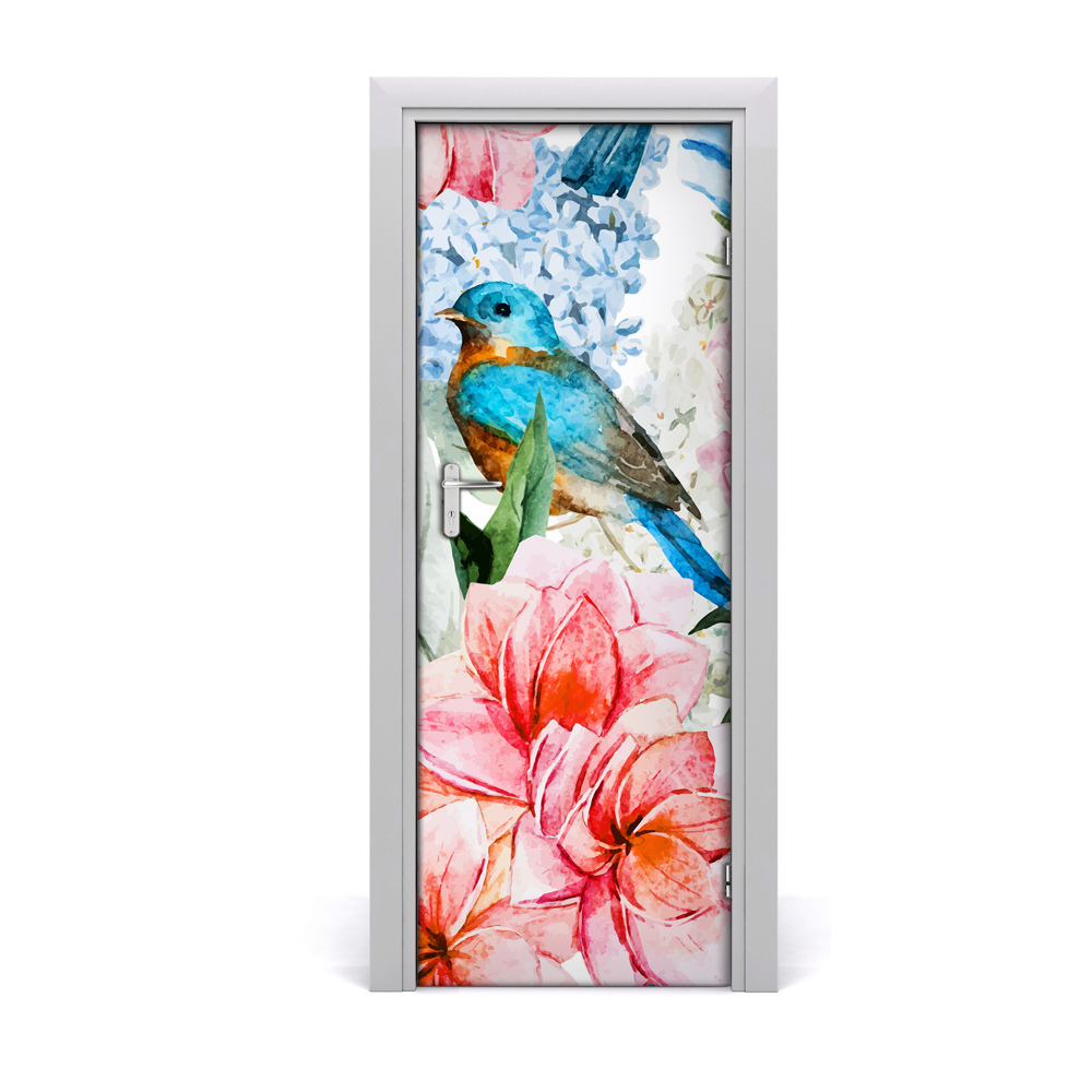 Poster porte Fleur d'oiseau aquarelle