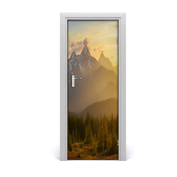 Sticker porte Coucher de soleil en haute montagne
