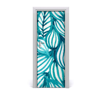 Décoration porte Feuilles turquoise