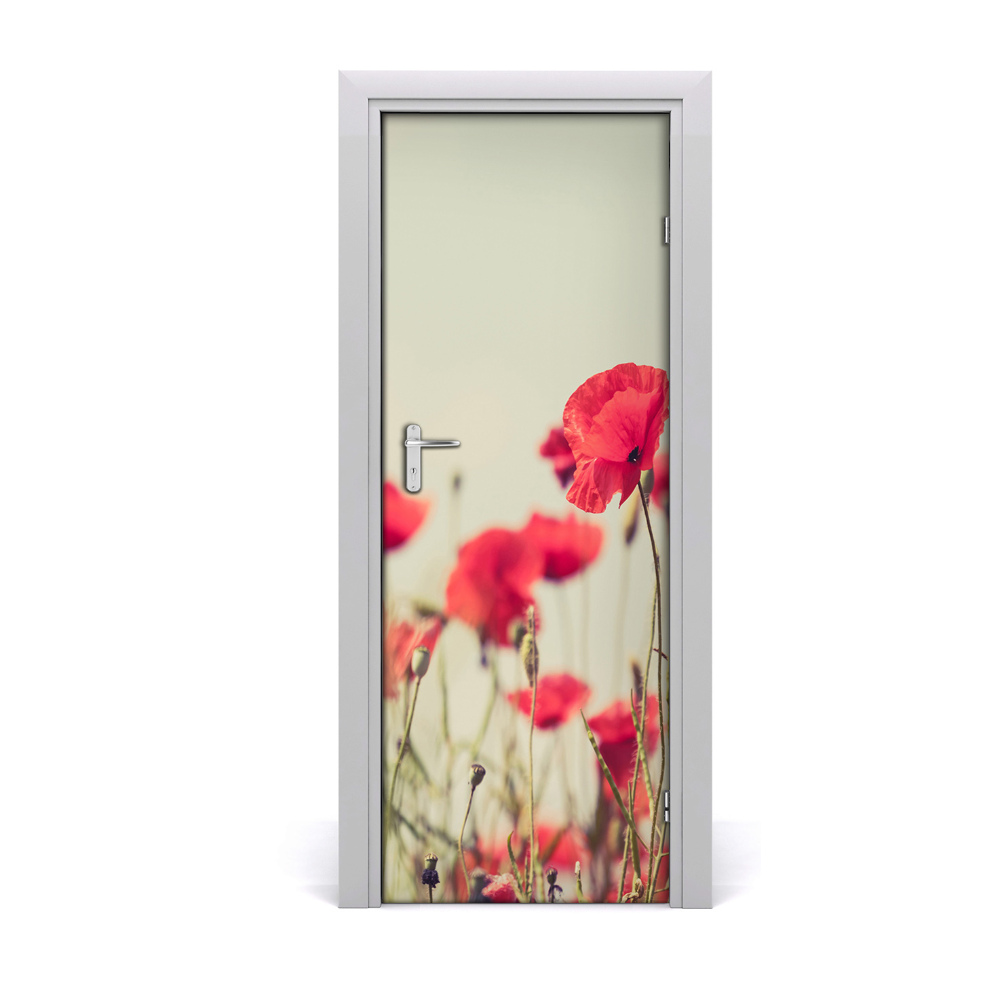 Décoration porte intérieur Coquelicots des champs