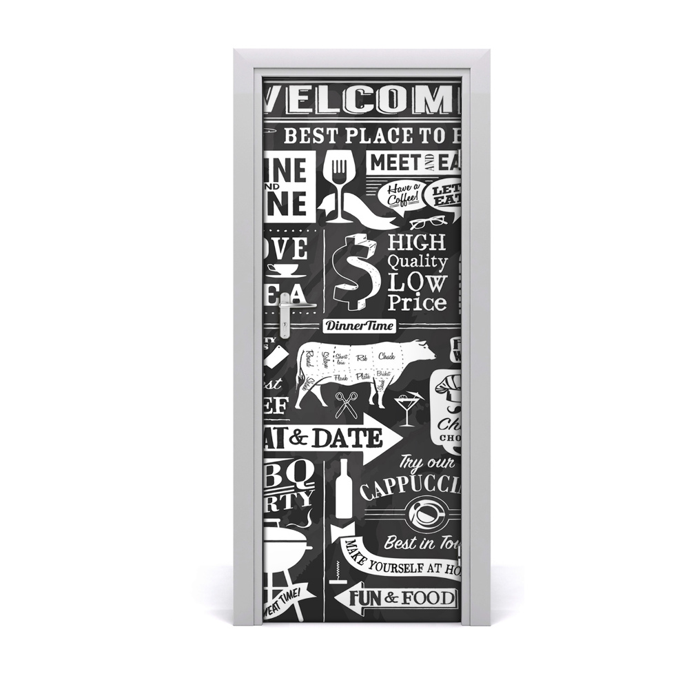 Sticker porte Lettres en noir et blanc sur le restaurant