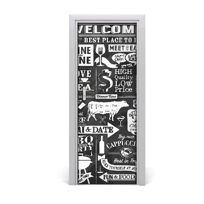 Sticker porte Lettres en noir et blanc sur le restaurant