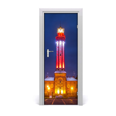 Décoration porte intérieur Bâtiment lumineux nuit