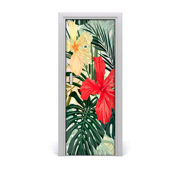 Sticker porte Fleurs tropicales