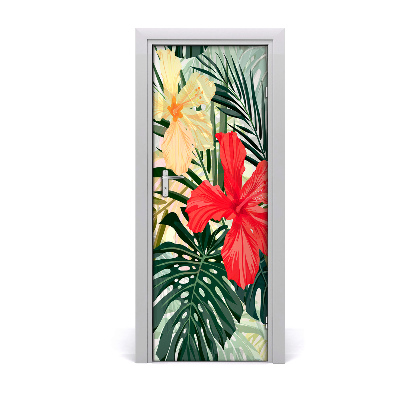 Sticker porte Fleurs tropicales