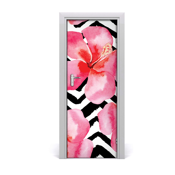 Sticker de porte Fleurs tropicales