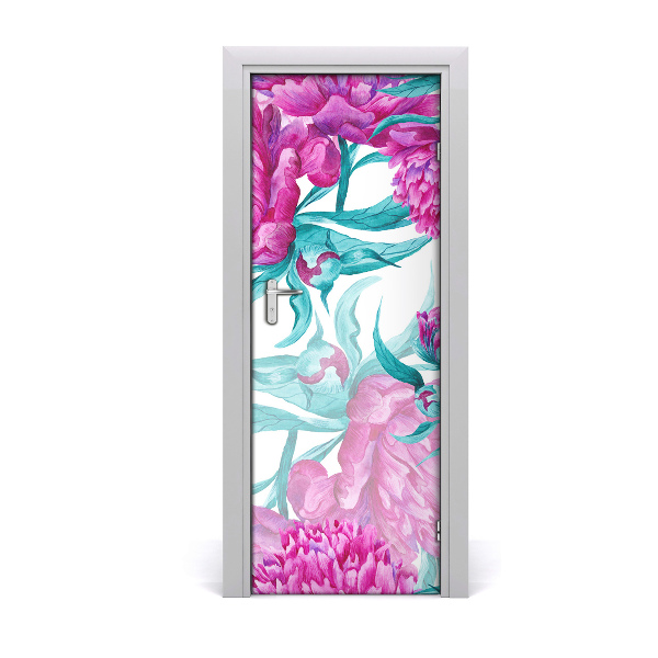 Sticker porte Pivoines roses