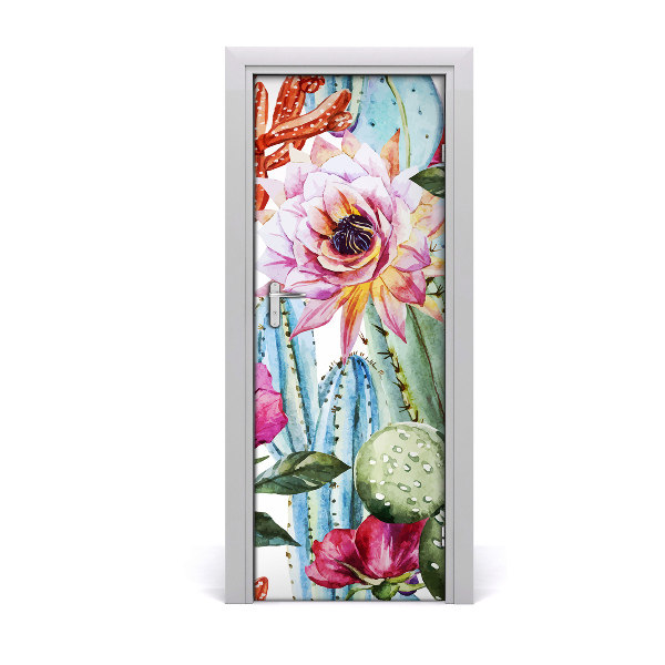 Sticker de porte Fleurs de cactus