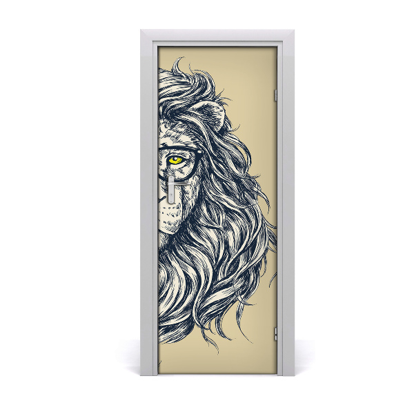 Sticker porte Lion hipster