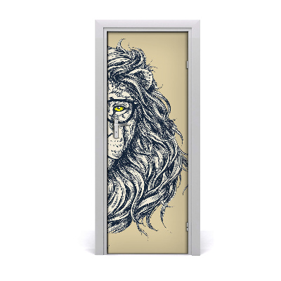 Sticker porte Lion hipster
