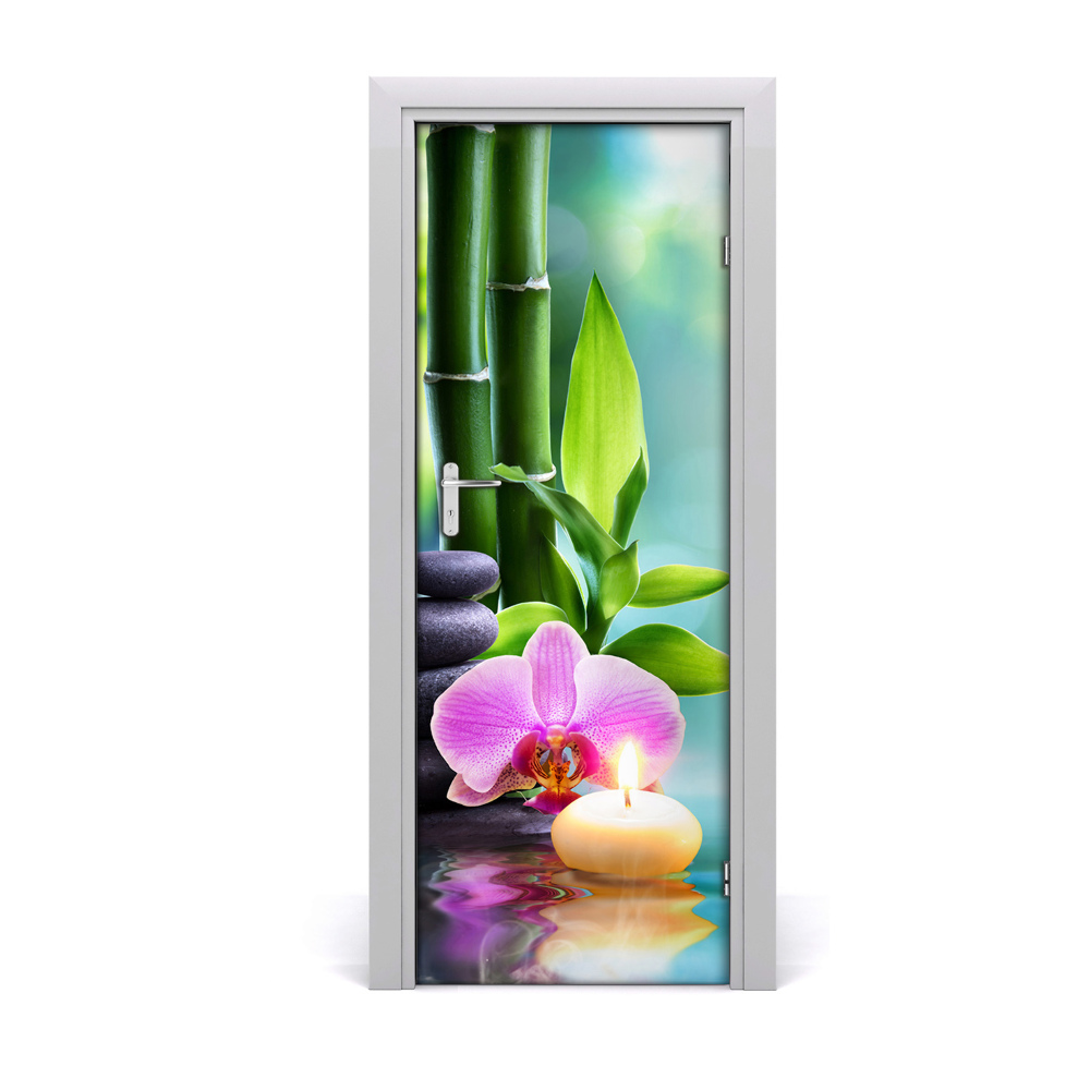 Décoration porte intérieur Orchidée bambou zen