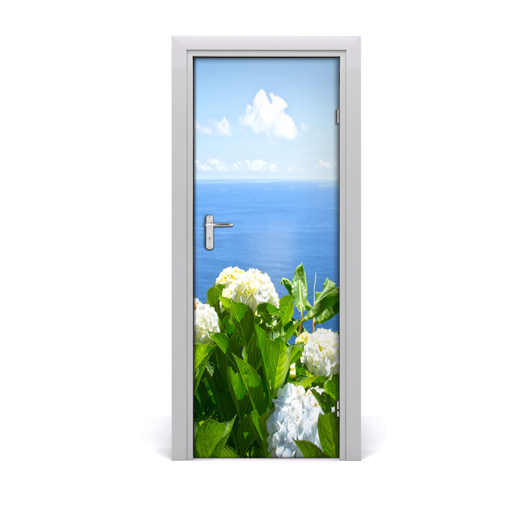 Sticker de porte Hortensias au bord de la mer