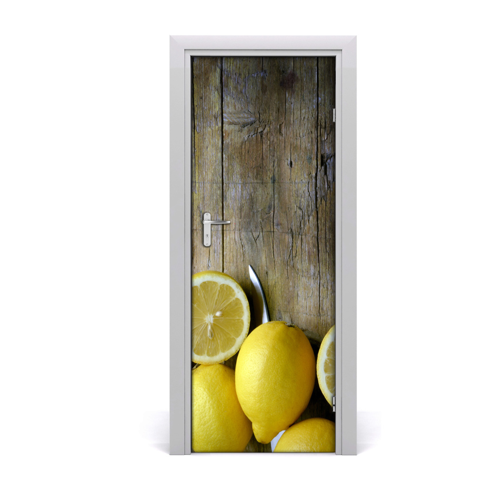 Sticker de porte Citrons sur une planche