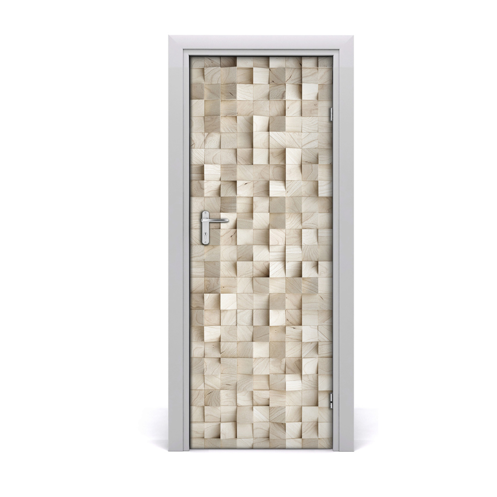 Décoration porte intérieur Cubes en bois
