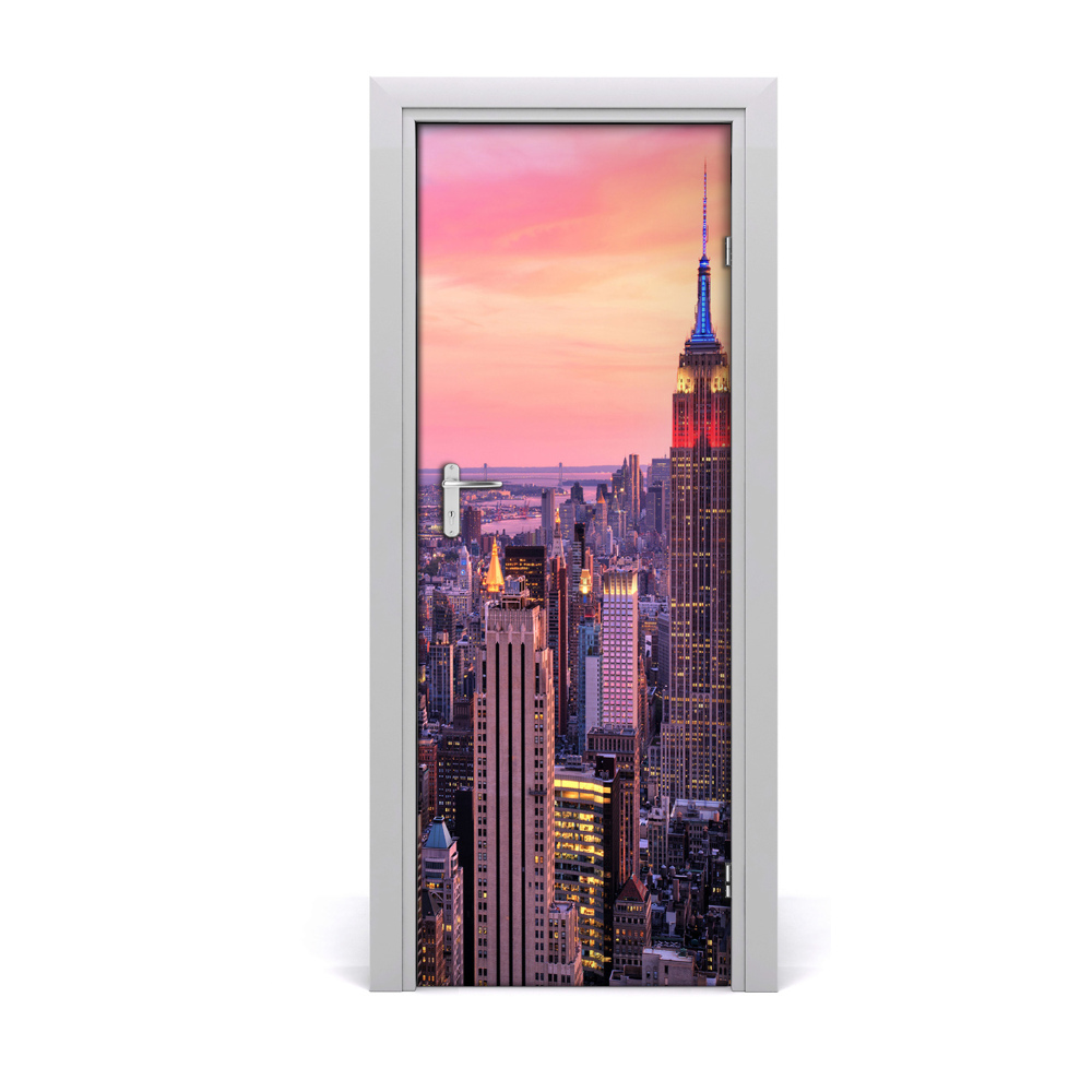 Papier peint porte Coucher de soleil rose à New York