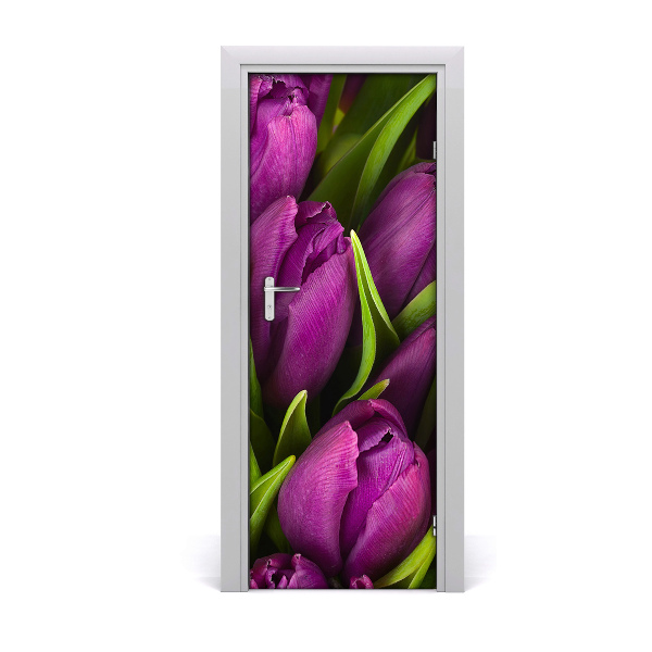 Autocollant porte Tulipes violettes