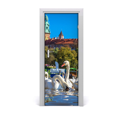 Poster porte Cracovie Pologne Cygnes