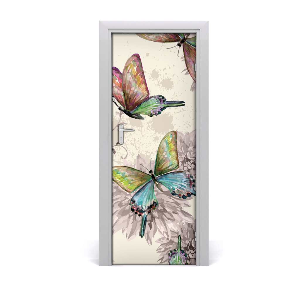 Sticker porte Papillons colorés