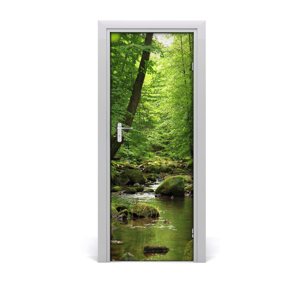 Sticker de porte Forêt et rivière