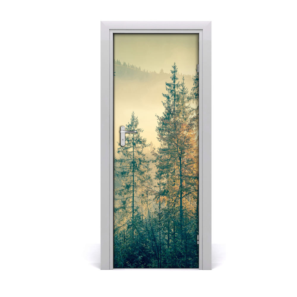 Autocollant porte Arbres et brouillard