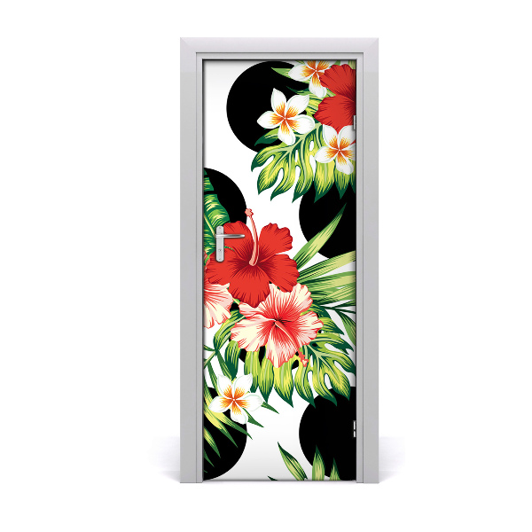 Sticker porte Motif floral hawaïen