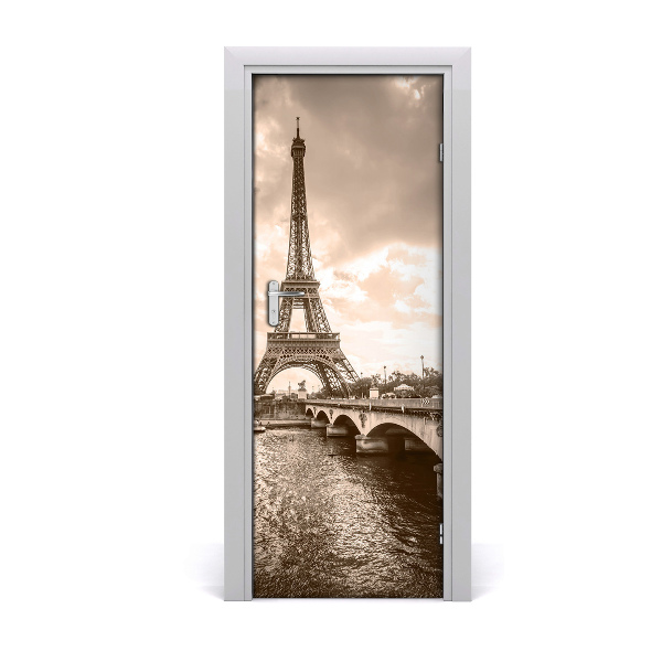 Sticker de porte Tour Eiffel sépia