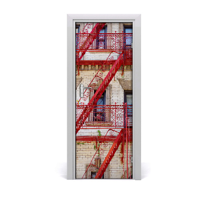 Poster porte Escalier rouge d'un immeuble de rapport
