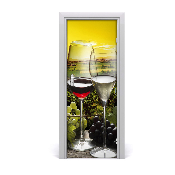 Décoration porte intérieur Verres de vin blanc et de vin rouge