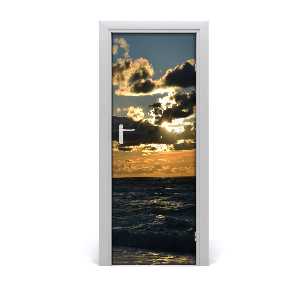 Autocollant porte Nuages de mer au coucher du soleil