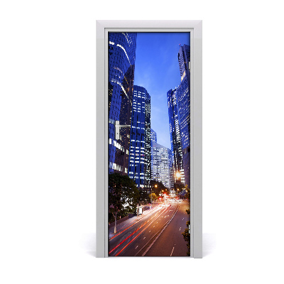 Décoration porte Gratte-ciel la nuit