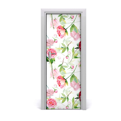 Papier peint porte Feuilles de pivoine rose