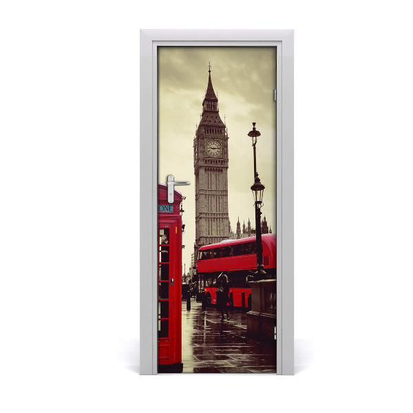 Décoration porte intérieur Big Ben bus londonien
