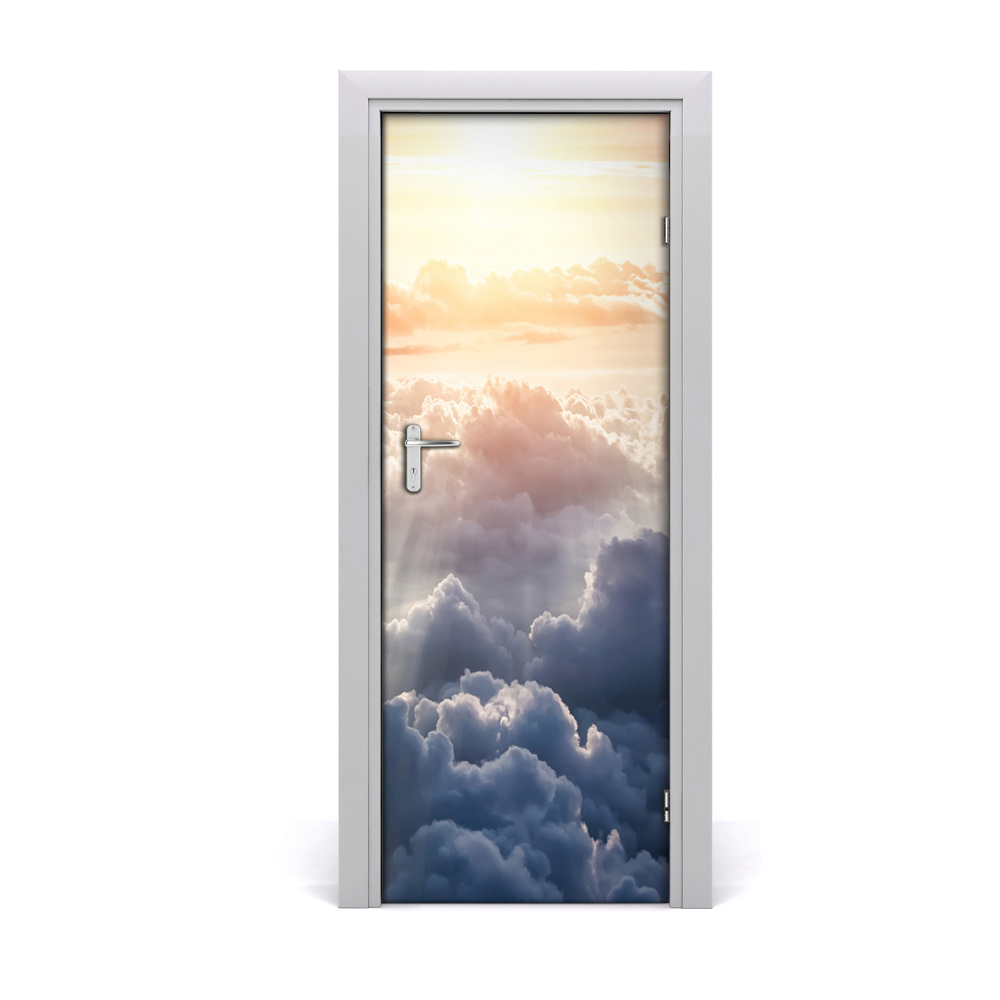 Autocollant porte Vol au-dessus de nuages pastel
