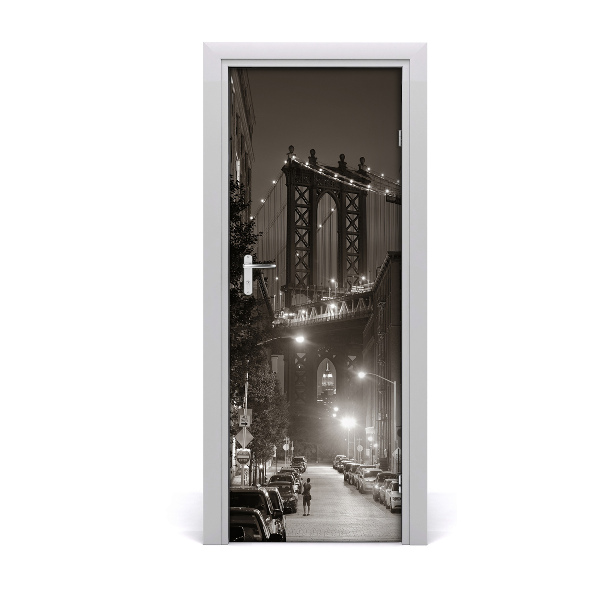 Autocollant porte Manhattan New York noir et blanc