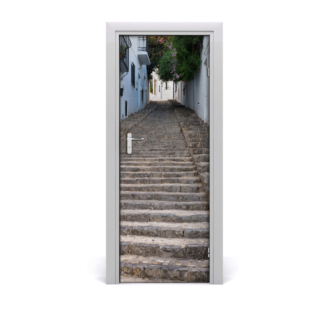 Décoration porte Escalier en pierre bâtiments blancs