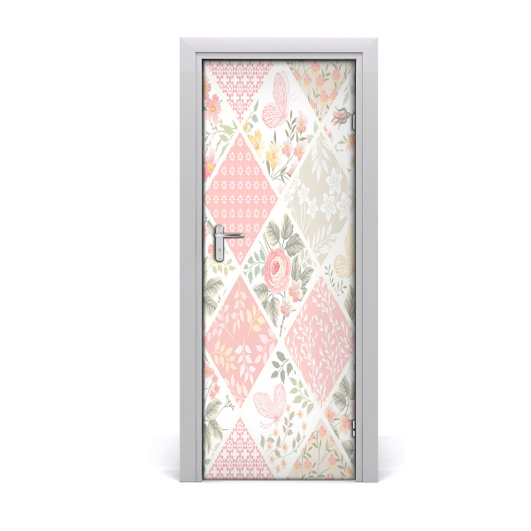 Sticker porte Motif de fleurs en patchwork