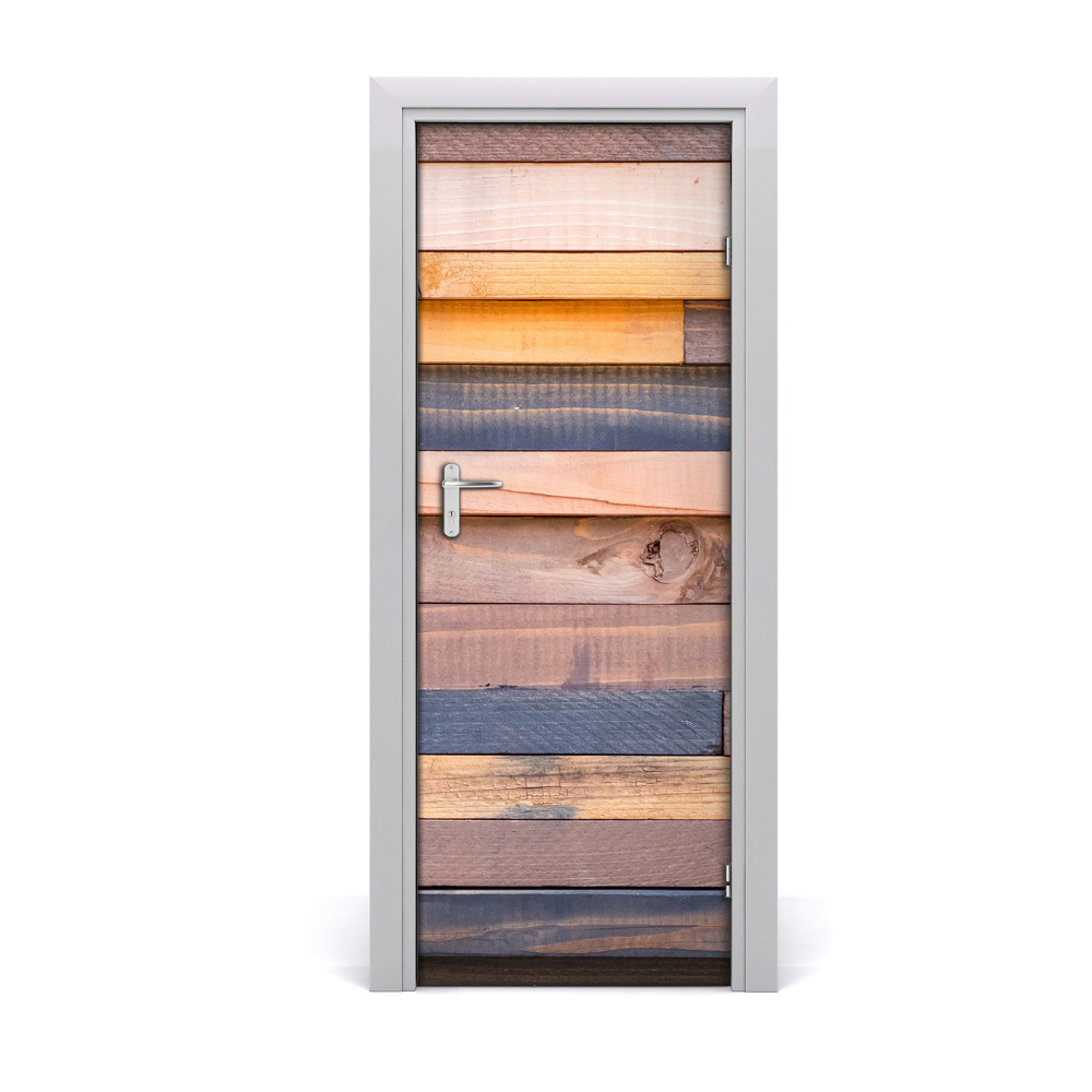 Autocollant porte Planches de bois colorées