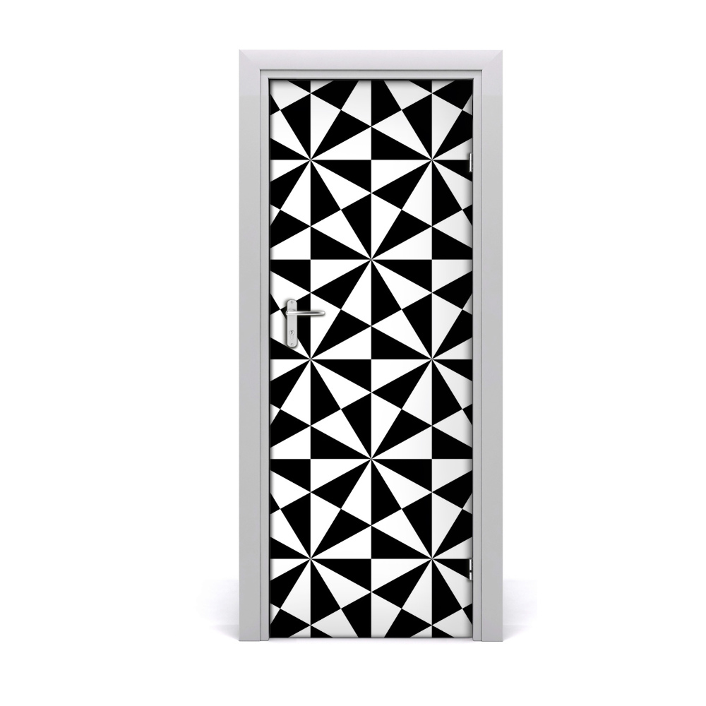 Papier peint porte Motif de rosettes noires et blanches