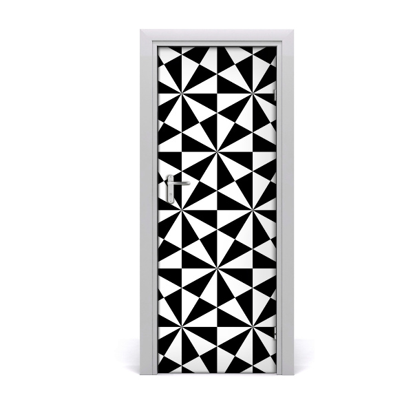 Papier peint porte Motif de rosettes noires et blanches