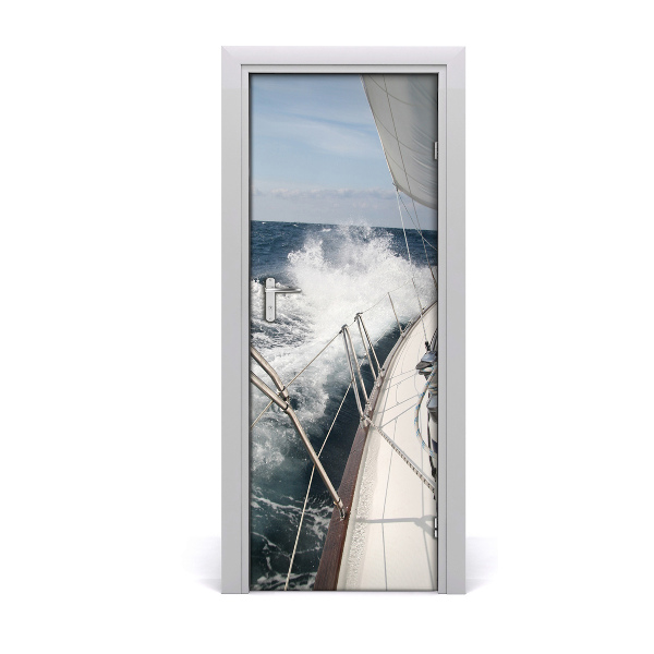 Sticker porte Yacht blanc en mer