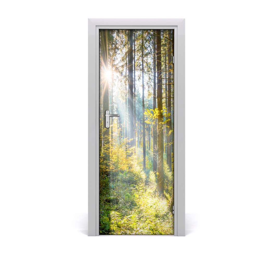Sticker de porte Soleil entre les arbres