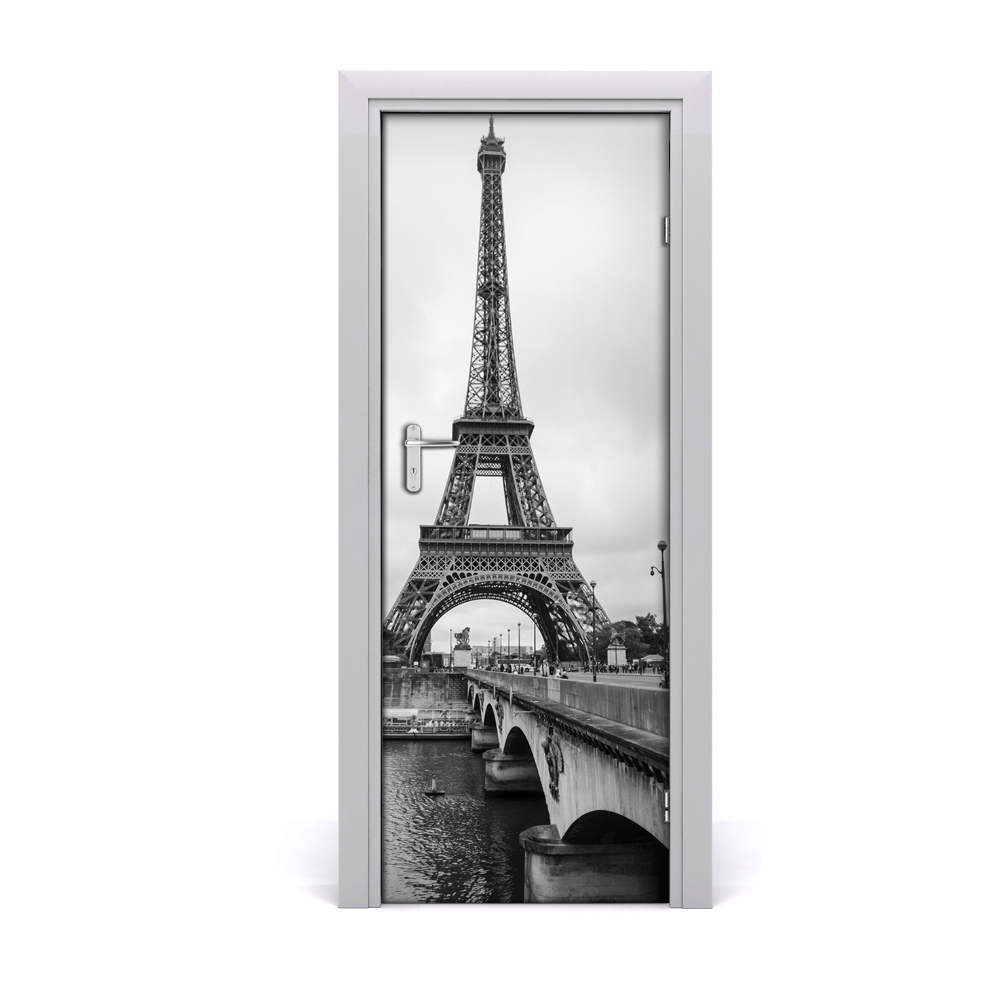 Autocollant porte Tour Eiffel noir et blanc